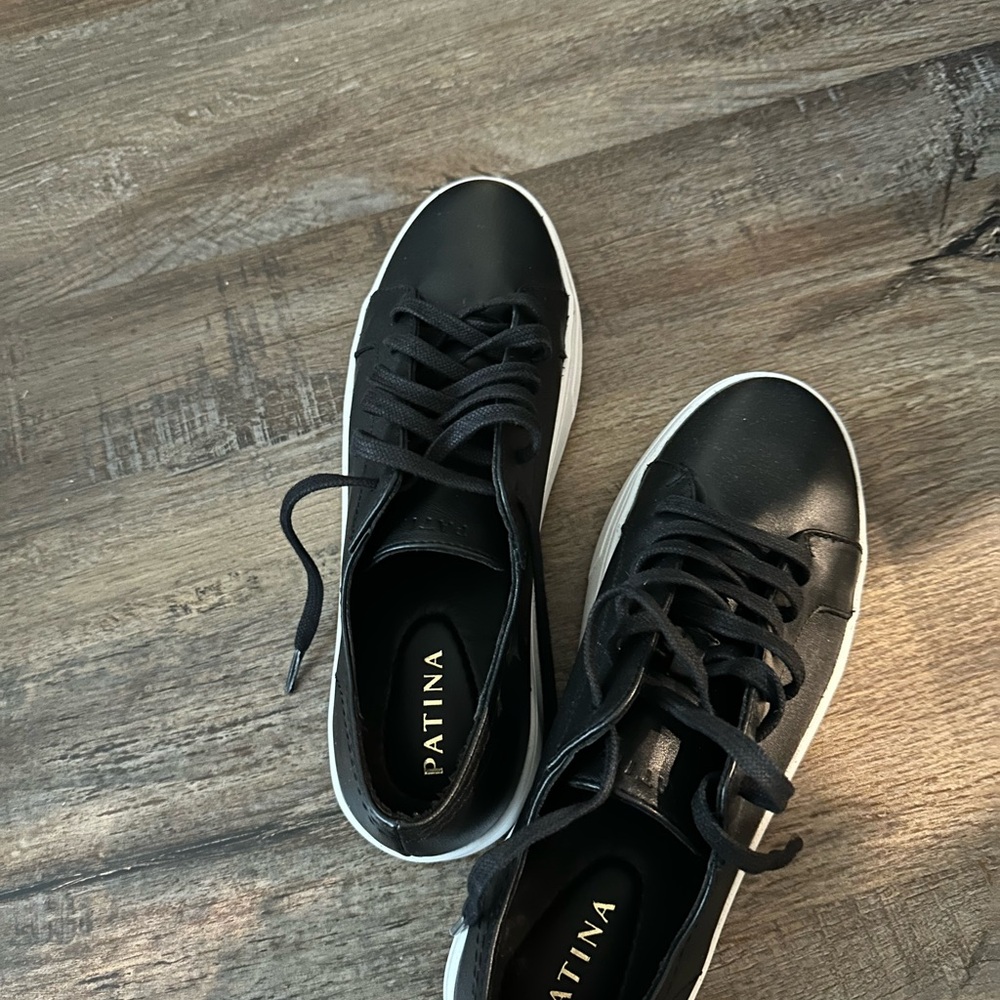 Patina Leather Sneakers Brand New Size 10- Black.